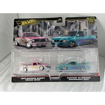 Hot Wheels 1:64 2 pack Premium - Datsun Sunny Truck (B120) + Custom Nissan Hardbody (D21) 1993